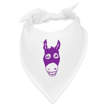 Lächelnder Esel lila - Bandana Dreieckstuch - Weiß - Vorne