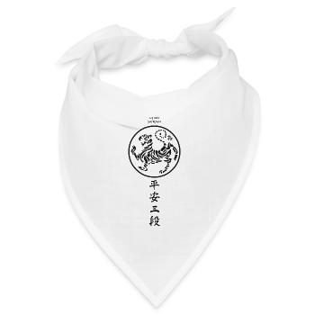 Kanji HEIAN SANDAN + Black Shotokan Tiger - Bandana Dreieckstuch - Weiß - Vorne