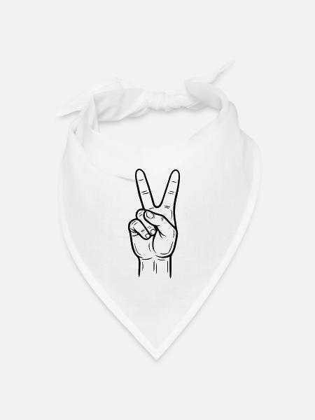 Peace Handzeichen – Victory Symbol - Bandana Dreieckstuch - Weiß