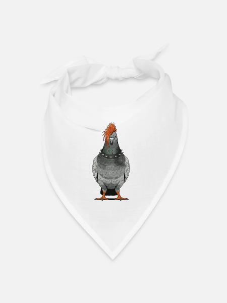 Punk Taube - Bandana Dreieckstuch - Weiß