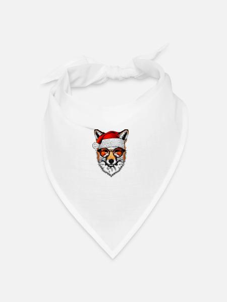 Weihnachten Christmas Fuchs mit Brille - Bandana Dreieckstuch - Weiß