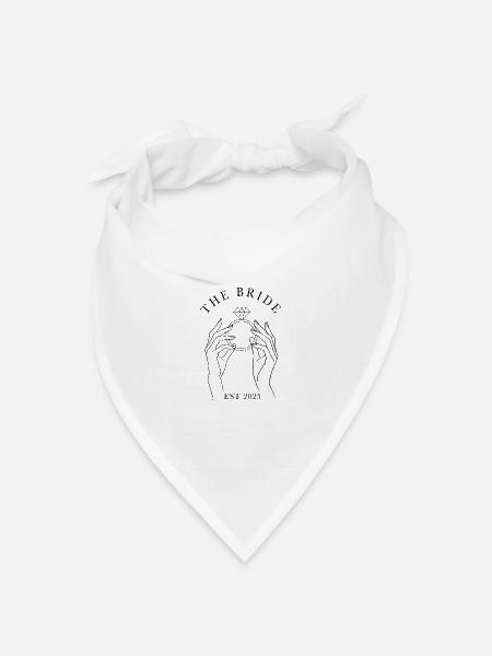 Hände mit Ring - The Bride, est 2025 - Bandana Dreieckstuch - Weiß