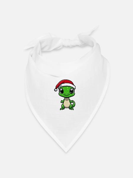 Echse Weihnachten Christmas - Bandana Dreieckstuch - Weiß