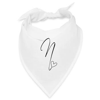 Buchstabe N Buchstabe-N Kalligrafie - Bandana Dreieckstuch - Weiß - Vorne