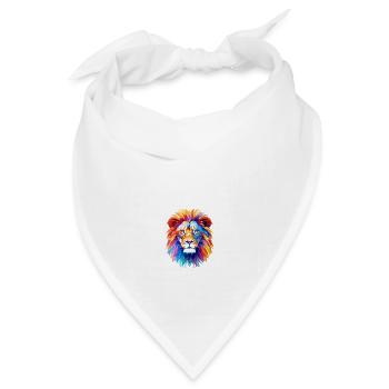 Farbenfroher geometrischer Löwe: Abstrakte polygonale Kunst - Bandana Dreieckstuch - Weiß - Vorne