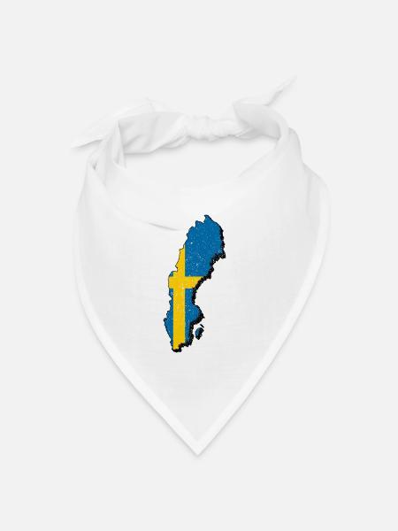 Schweden swedish Karte Urlaub Reise Geschenk SWE - Bandana Dreieckstuch - Weiß