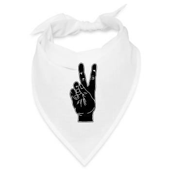 Schwarze Handgeste Frieden - Bandana Dreieckstuch - Weiß - Vorne