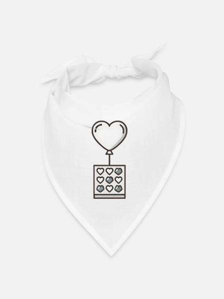 Herzluftballon an Pralinenschachtel - Bandana Dreieckstuch - Weiß