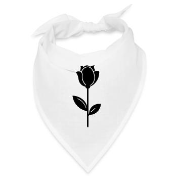 Rosa Blume - Bandana Dreieckstuch - Weiß - Vorne