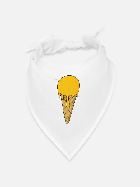 Eis | Gelb Orange Eiscreme | IceCream - Bandana Dreieckstuch - Weiß
