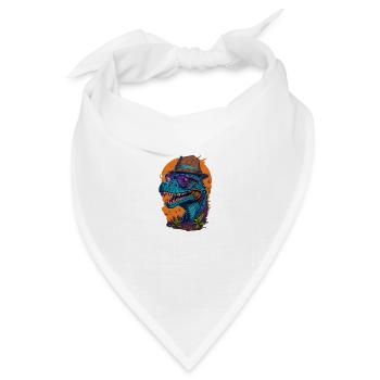 Dinosaurier mit Hut und Brille Lustig Modisch - Bandana Dreieckstuch - Weiß - Vorne