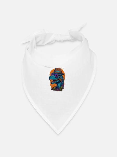 Dinosaurier mit Hut und Brille Lustig Modisch - Bandana Dreieckstuch - Weiß