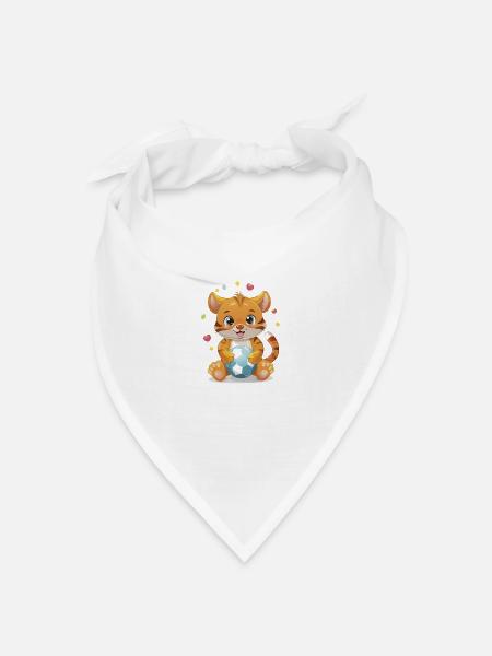 Tigerinchen mit Ball - Bandana Dreieckstuch - Weiß