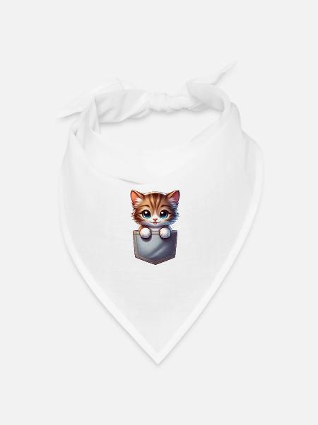 Süße Babykatze - Bandana Dreieckstuch - Weiß