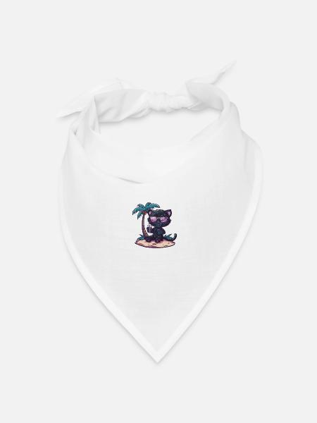 Panther Insel Sommer Palme - Bandana Dreieckstuch - Weiß