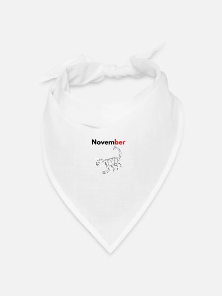 Monat mit dem Sternzeichen Skorpion/November - Bandana Dreieckstuch - Weiß