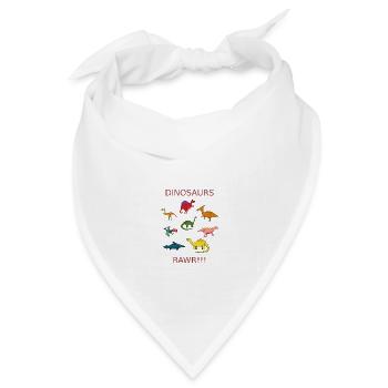 Dinosaurier Muster Rawr Saurier Dinos - Bandana Dreieckstuch - Weiß - Vorne