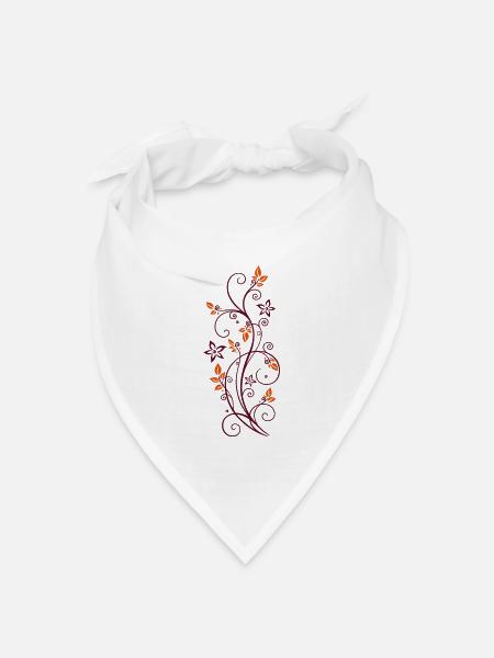 Filigrane Ranke mit Blättern und Blumen. - Bandana Dreieckstuch - Weiß