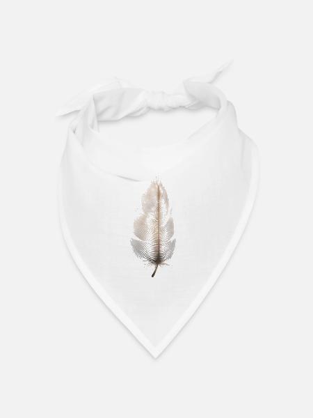 braune Feder - Bandana Dreieckstuch - Weiß