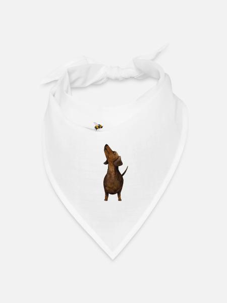 Dackel mit Hummel - Süßestes Dackel Geschenk ever! - Bandana Dreieckstuch - Weiß