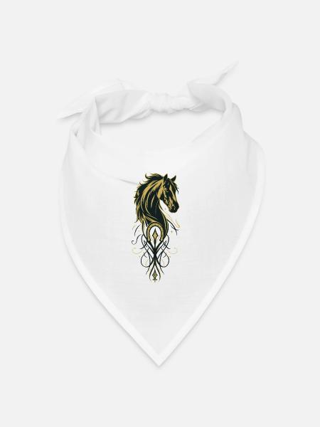 Tiere Pferde Tattoo mit Ornamenten - Bandana Dreieckstuch - Weiß
