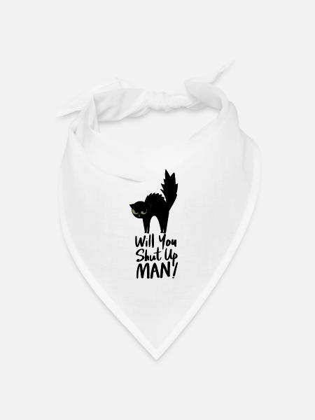 Nachtkatzengesicht mit Grünen Augen - Bandana Dreieckstuch - Weiß