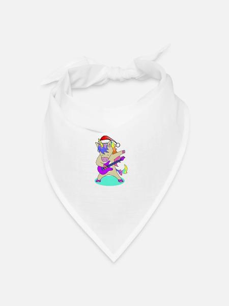 Nikolaus Gitarren Einhorn | Weihnachten, Geschenk - Bandana Dreieckstuch - Weiß