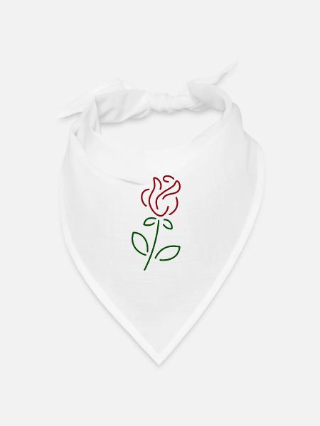 Blume Rose - Bandana Dreieckstuch - Weiß
