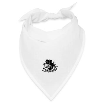 Rottweiler Hündin an Retro Banner - Bandana Dreieckstuch - Weiß - Vorne