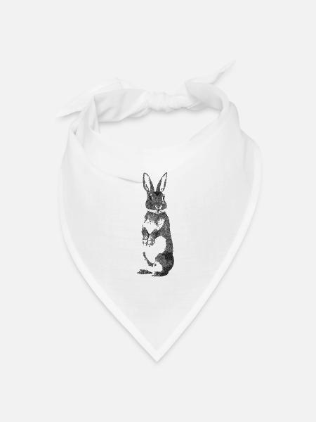 Hase sw - Bandana Dreieckstuch - Weiß