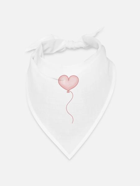Luftballon Herz rosa pastell - Bandana Dreieckstuch - Weiß