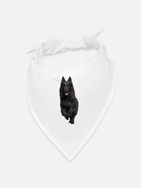 schwarzer Schäferhund Front - Bandana Dreieckstuch - Weiß