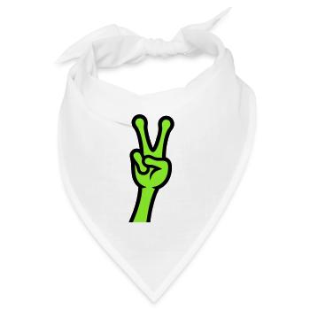 Alien Hand Peace Zeichen Icon - Bandana Dreieckstuch - Weiß - Vorne