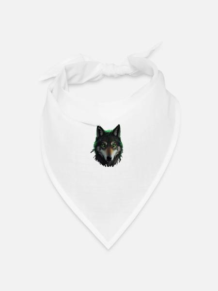 Green Wolf - Bandana Dreieckstuch - Weiß