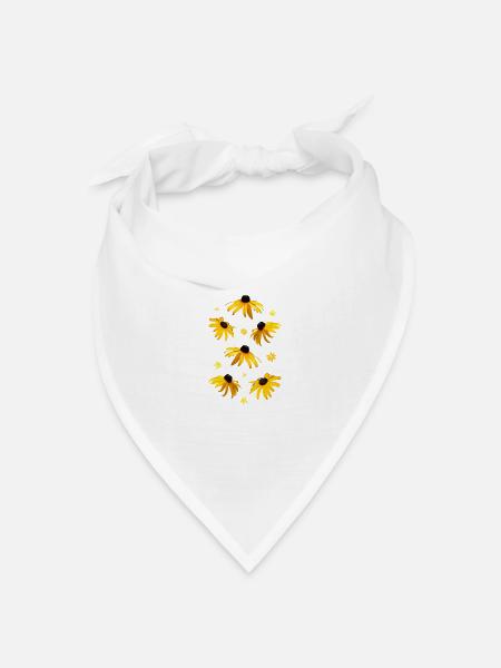 Sonnenhut gelbe Blumen - Bandana Dreieckstuch - Weiß