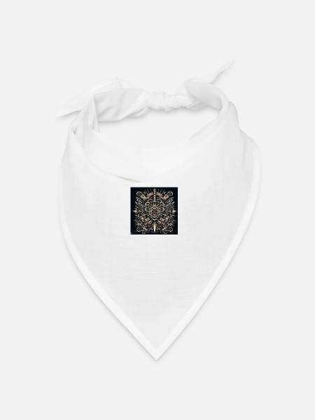 Mandala Motiv mit Messer - Bandana Dreieckstuch - Weiß