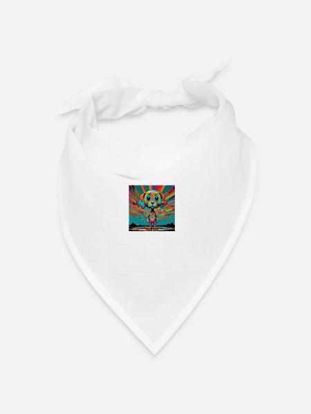 Farbenfroher Hund - Bandana Dreieckstuch - Weiß