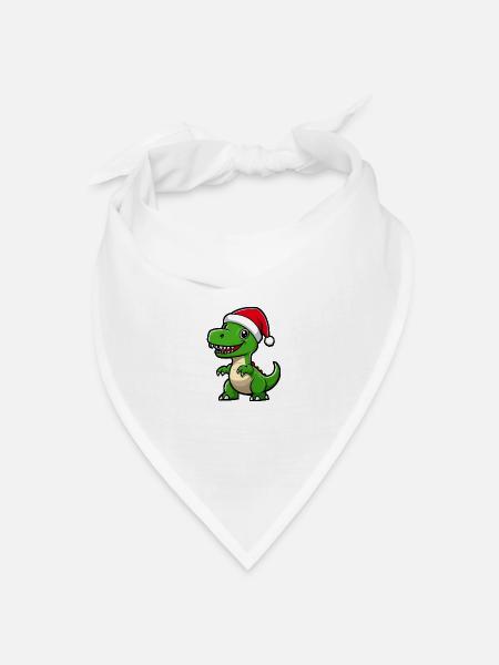Dinosaurier T-Rex Weihnachten Niedlich - Bandana Dreieckstuch - Weiß