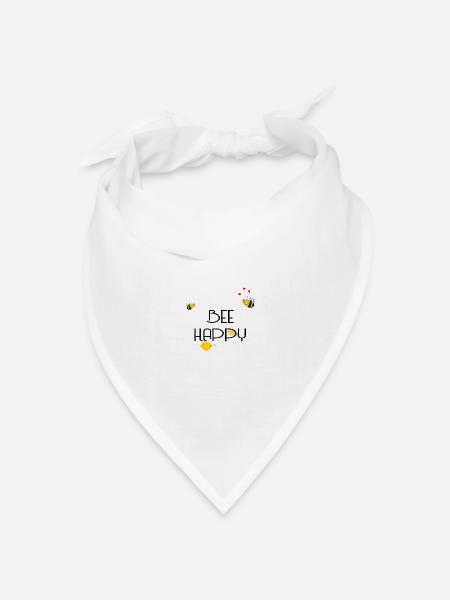 Bee Happy - Bandana Dreieckstuch - Weiß