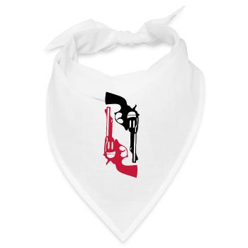 Pistole Pistole Revolver Waffe Fire1 - Bandana Dreieckstuch - Weiß - Vorne