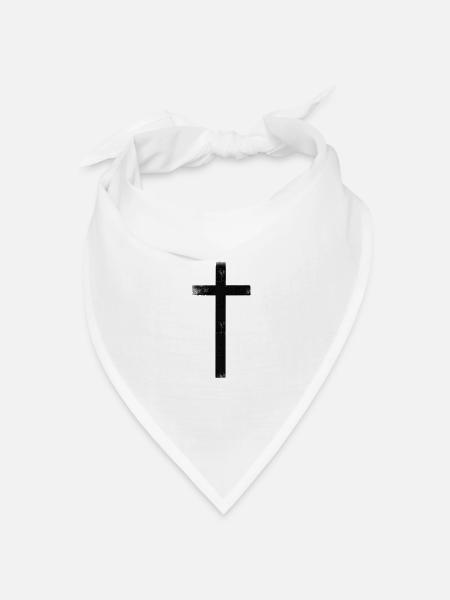 Kreuz schwarzer Pinsel - Bandana Dreieckstuch - Weiß