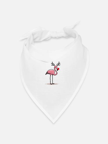 Weihnachts Flamingo - Bandana Dreieckstuch - Weiß