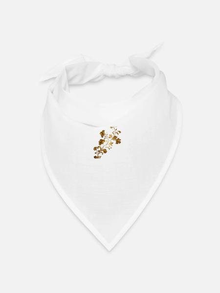 Wirbelnde Ranken und Blumen - Bandana Dreieckstuch - Weiß