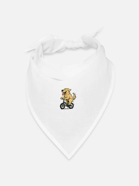 Hund auf einem Fahrrad - Bandana Dreieckstuch - Weiß