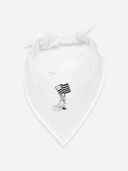 Hermelin Bretonische Flagge - Bandana Dreieckstuch - Weiß