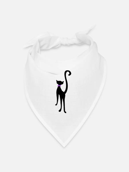 retro cat silhouette by Patjila - Bandana Dreieckstuch - Weiß