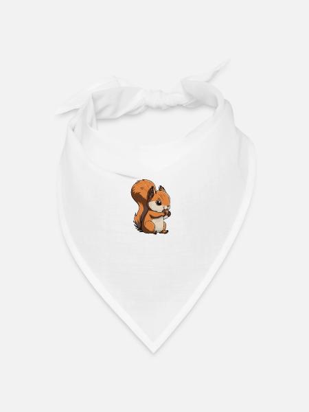 Eichhoernchen Squrirrel Comic Cute Kawaii 9 - Bandana Dreieckstuch - Weiß