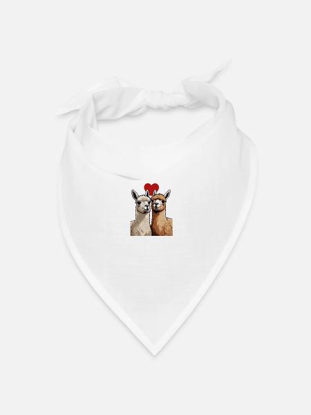 Verliebte Lamas - Bandana Dreieckstuch - Weiß
