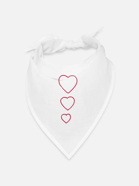 Herzen - Bandana Dreieckstuch - Weiß