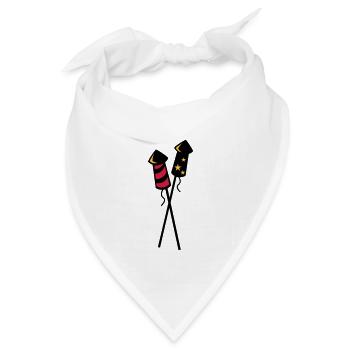 Silvester Feuerwerk Raketen - New year firework - Bandana Dreieckstuch - Weiß - Vorne